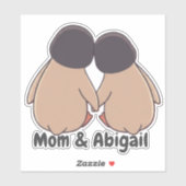Personalised Mom & Daughter Cute Penguin Sticker (Vel)
