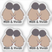 Personalised Mom & Daughter Cute Penguin Stickers (Voorkant)