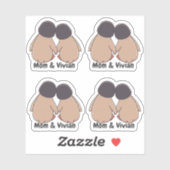 Personalised Mom & Daughter Cute Penguin Stickers (Vel)