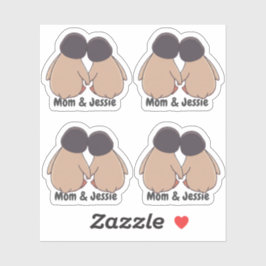 Personalised Mom & Daughter Cute Penguin Stickers