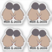 Personalised Mom & Daughter Cute Penguin Stickers (Voorkant)