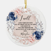 Personalised Mother of the Groom Peach and Blue Keramisch Ornament (Voorkant)