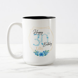 Personalised Mug Birthday Gift for Her With name  Tweekleurige Koffiemok