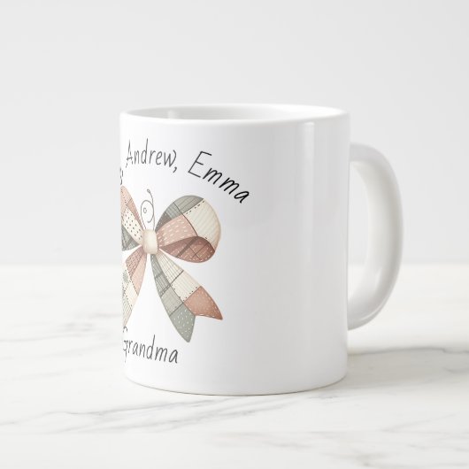 Personalised mug with plaid patchwork  grote koffiekop (Voorkant rechts)