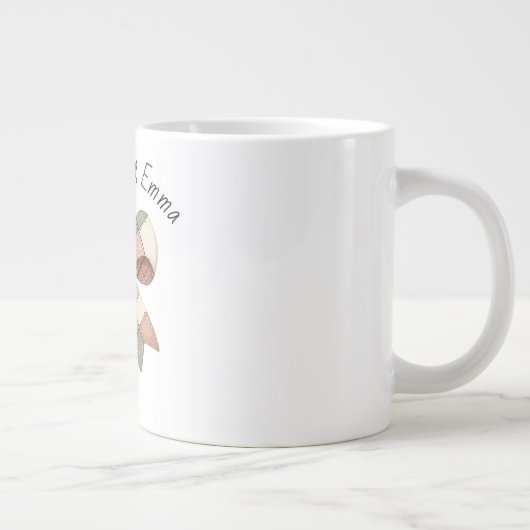 Personalised mug with plaid patchwork  grote koffiekop (Rechts)