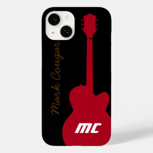 personalised name and initials red rock guitar Case-Mate iPhone 14 hoesje