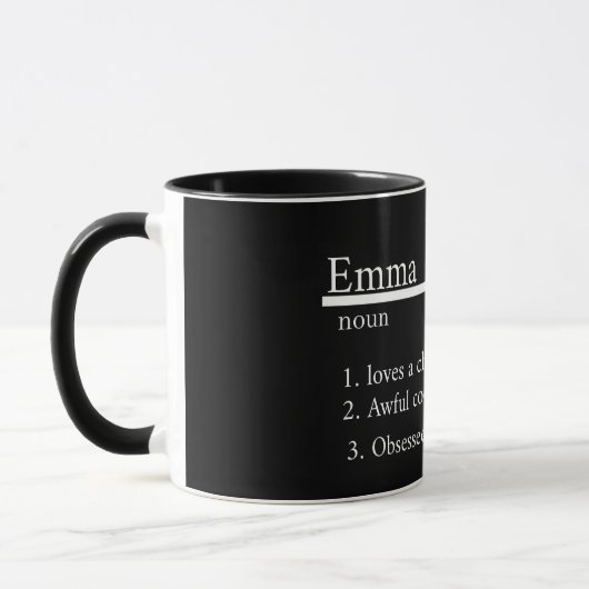 “Personalised Name Grey Satin Coffee Mug” Mok (Links)