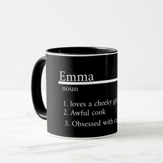 “Personalised Name Grey Satin Coffee Mug” Mok (Voorkant links)