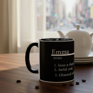 “Personalised Name Grey Satin Coffee Mug” Mok