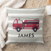 Personalised Name Red Fire truck Cushion Kussen (Deken)
