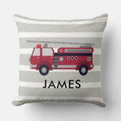 Personalised Name Red Fire truck Cushion Kussen (Voorkant)