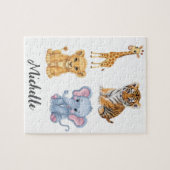 Personalised Name Safari Oerwoud Animals Kinder Legpuzzel (Horizontaal)