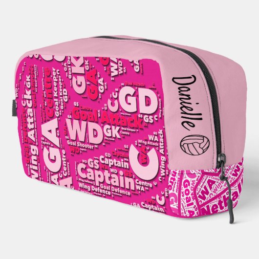 Personalised Netball Cosmetic Bag Toilettasje (Rechterhoek)