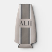 Personalised Neutral Stripe Custom Initials Modern Flesjeskoeler (Voorkant)