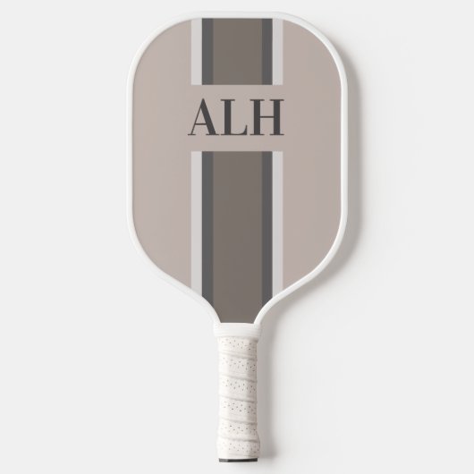 Personalised Neutral Stripe Custom Initials Modern Pickleball Paddle (Voorkant)