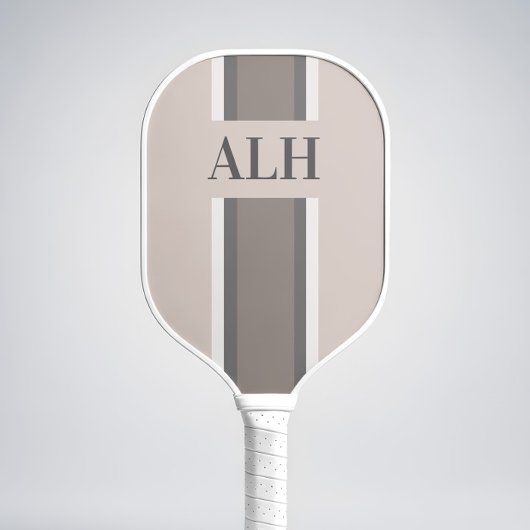Personalised Neutral Stripe Custom Initials Modern Pickleball Paddle