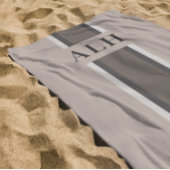 Personalised Neutral Stripe Custom Initials Modern Strandlaken