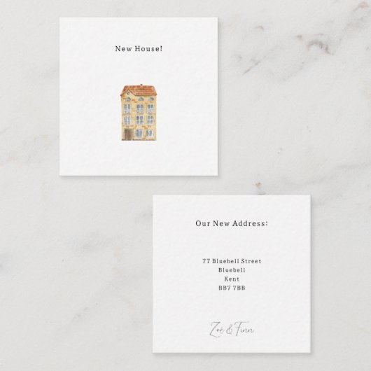 Personalised New House Announcement Card. Notitiekaartje (Voorkant / Achterkant)