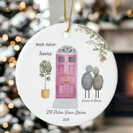 Personalised Our New Home Pebble Couples christmas Keramisch Ornament