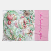 Personalised Pastel Pink & Green Christmas Kitchen Theedoek (Horizontaal)