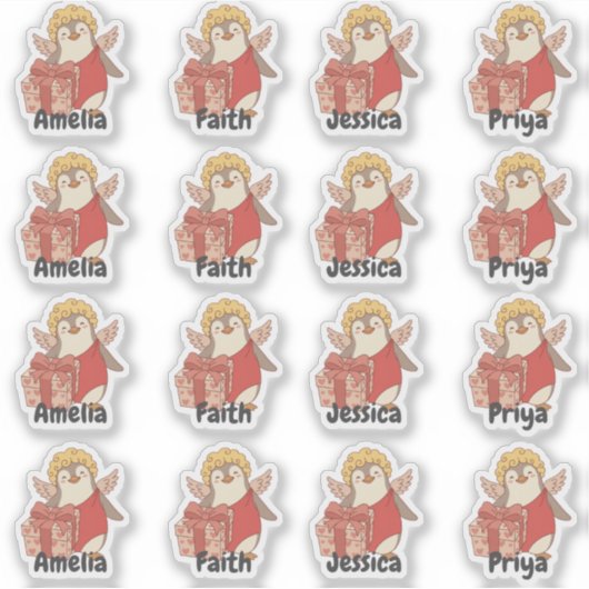 Personalised Penguin Cupid Sticker Pack (Voorkant)