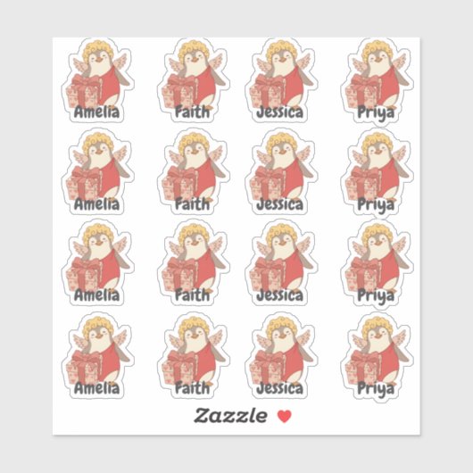 Personalised Penguin Cupid Sticker Pack (Vel)