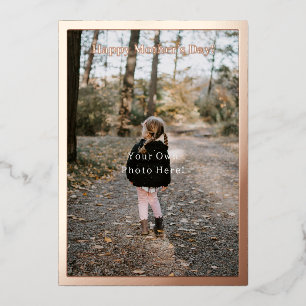 Personalised Photo Foil Mother's Day Card. Folie Uitnodiging