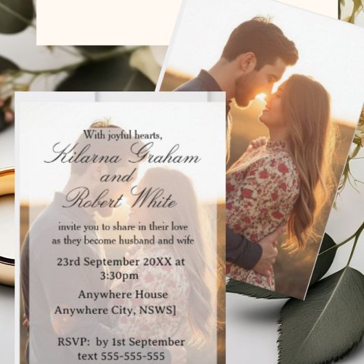 Personalised Photo Wedding Invitation Kaart