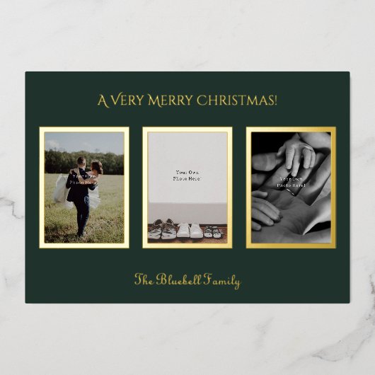 Personalised Photos Merry Christmas Card. Folie Uitnodiging (Voorkant)