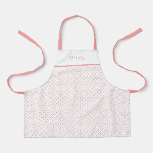 Personalised Pink Dot Shapes Apron. Schort (Voorkant)