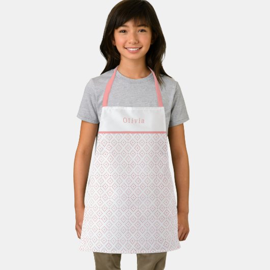 Personalised Pink Dot Shapes Apron. Schort (Insitu)