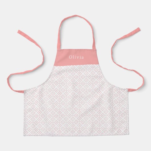 Personalised Pink Dot Shapes Apron. Schort (Voorkant)