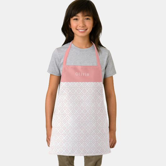 Personalised Pink Dot Shapes Apron. Schort (Insitu)