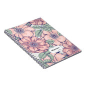 PERSONALISED Pink Flower Pattern Notebook Journal Notitieboek (Rechterzijde)