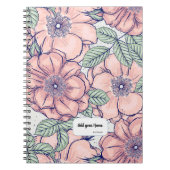 PERSONALISED Pink Flower Pattern Notebook Journal Notitieboek (Voorkant)