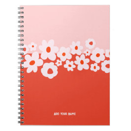 PERSONALISED Pink Red Flower Pattern Notebook Notitieboek