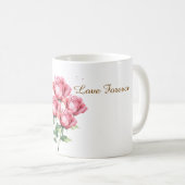 Personalised Pink Rose Floral Classic Mug Koffiemok (Voorkant rechts)