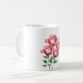 Personalised Pink Rose Floral Classic Mug Koffiemok (Voorkant links)