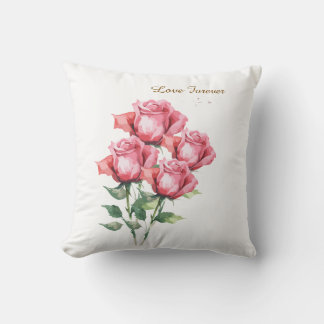 Personalised  Pink Rose Floral Throw Pillow Cover  Kussen