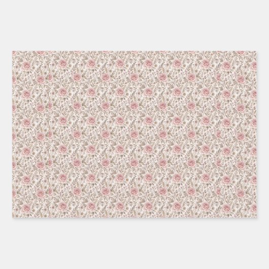 Personalised Pink Rose Wedding Inpakpapier Vel (Voorkant)