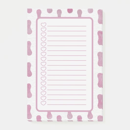 Personalised Pink Shapes Note List. (Voorkant)
