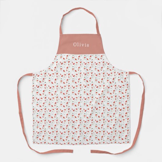 Personalised Pretty Poppy Pattern Apron Schort (Voorkant)