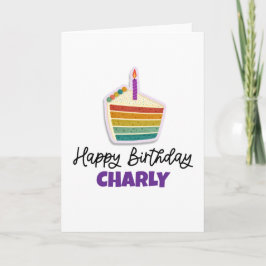 Personalised Rainbow Birthday Cake Card Kaart