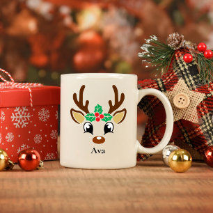 Personalised Reindeer Christmas Mug Koffiemok