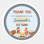 Personalised round Lohri-themed Sticker (Voorkant)