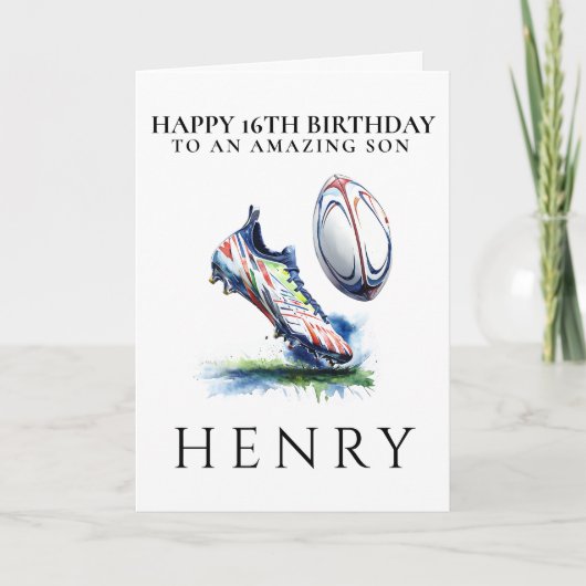 Personalised Rugby Birthday Card Bedankkaart (Voorkant)