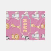 Personalised Safari Animal Schattige Pastel Nurser Fleece Deken (Voorkant (Horizontaal))