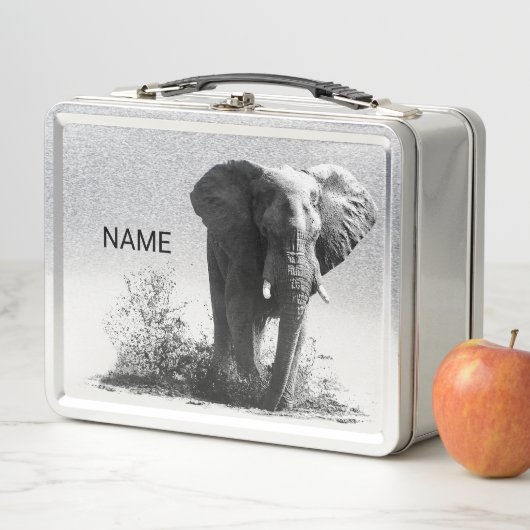 Personalised Splashing Elephant Lunch Tin (In situ)
