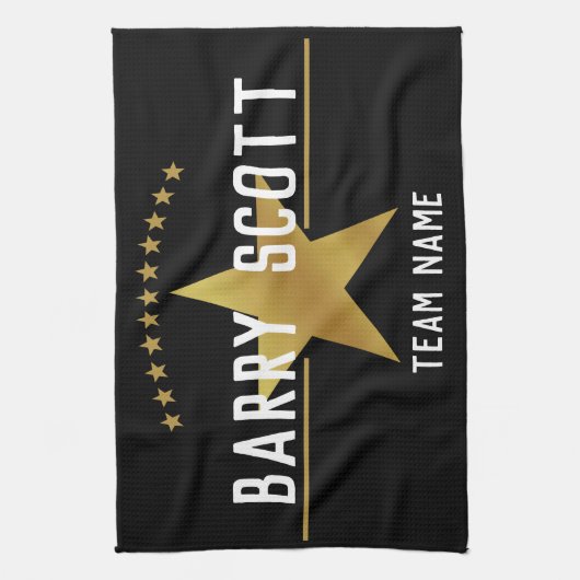 Personalised Sport Player Print – Gold Star Award  Theedoek (Verticaal)