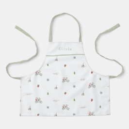 Personalised Spring Mice On A Bike Pattern Apron Schort